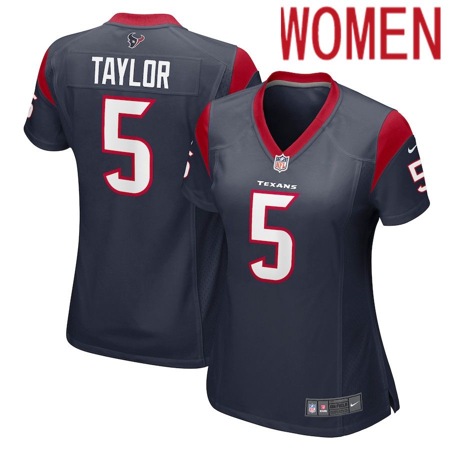 Women Houston Texans #5 Tyrod Taylor Nike Navy Nike Game NFL Jersey